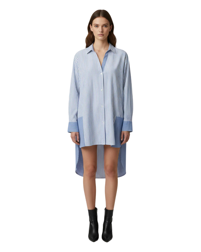 Forever 21 Contemporary Blue and White Striped Oversized Shirt