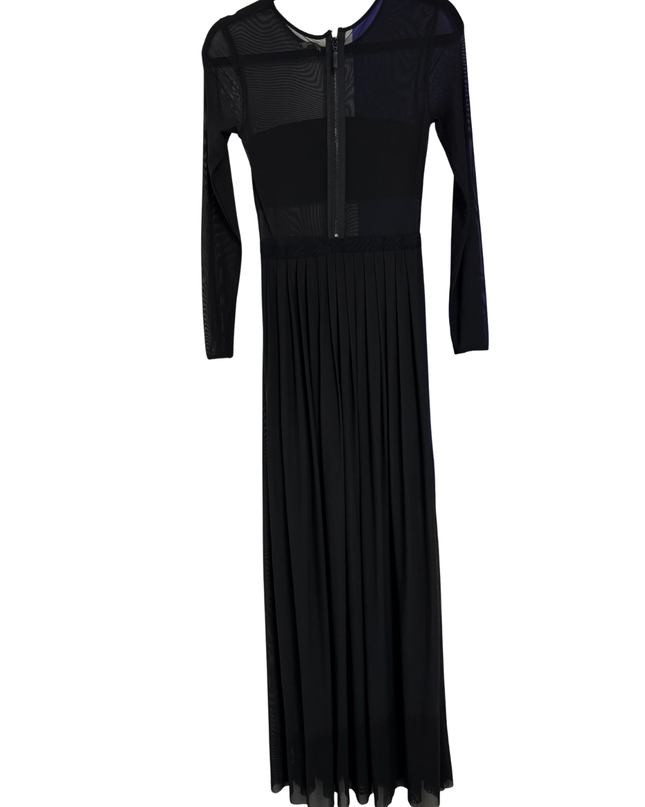 Ecote Black Sheer Mesh Long Sleeve Maxi Dress