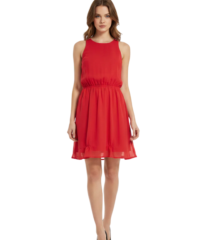 Guess Red Sleeveless Chiffon Mini Dress