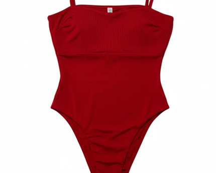 Tiger Mist Vibrant Red Square Neck Bodysuit