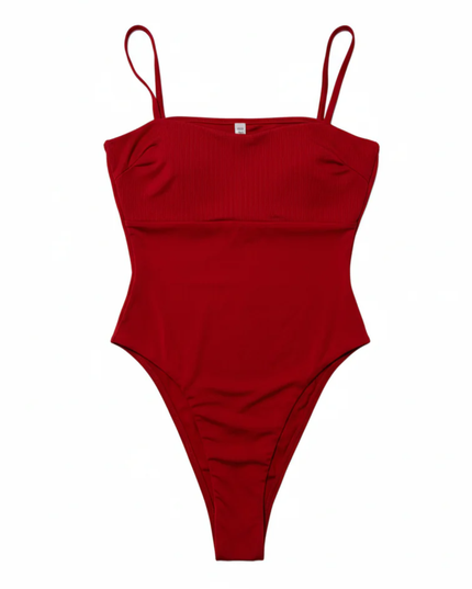 Tiger Mist Vibrant Red Square Neck Bodysuit