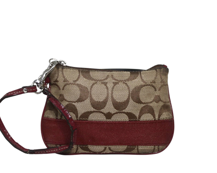 Coach Brown/Red Signature C Wristlet Bag