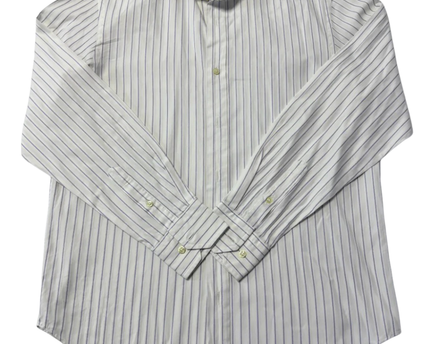 Massimo Dutti White/Purple Striped Cotton Dress Shirt