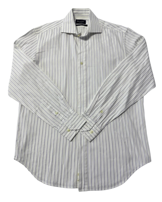 Massimo Dutti White/Purple Striped Cotton Dress Shirt
