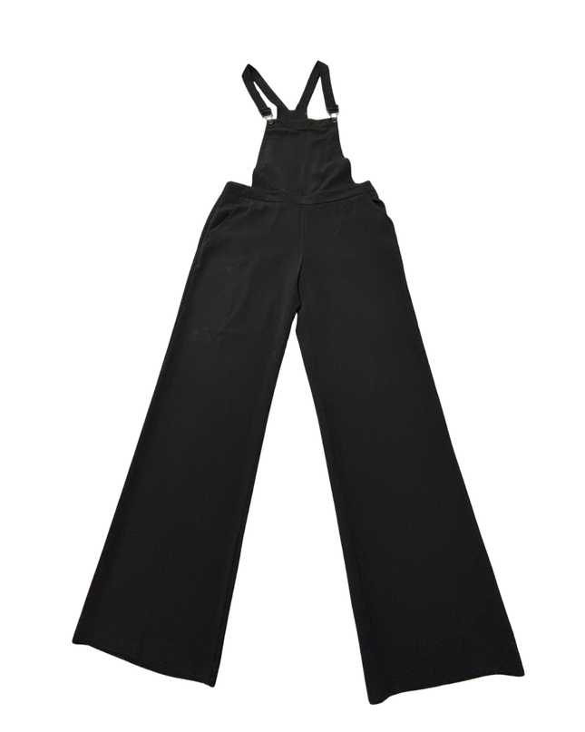 River Island Black Wide-Leg Dungaree Jumpsuit