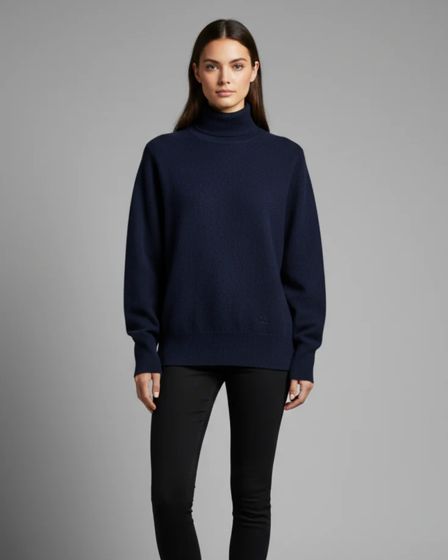 Burberry Navy Blue Cashmere Turtleneck Sweater