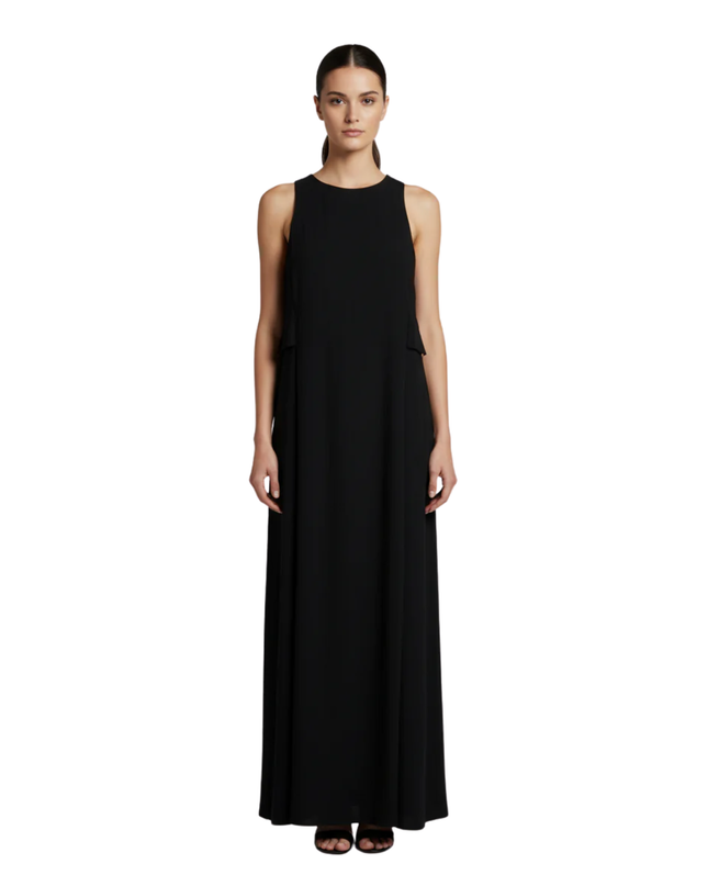 Anthropologie Black Sleeveless Midi Dress with Front Slit