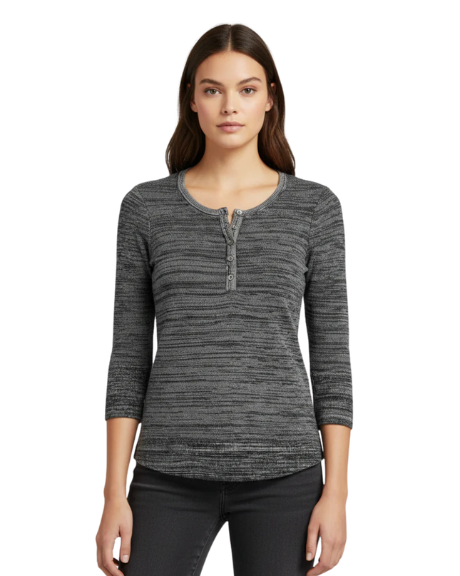 Levi's Grey Space-Dye Henley Knit Top