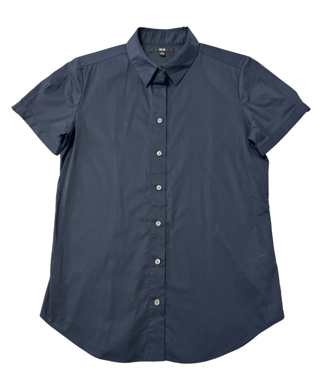 Uniqlo Navy Blue Short Sleeve Button-Down Shirt