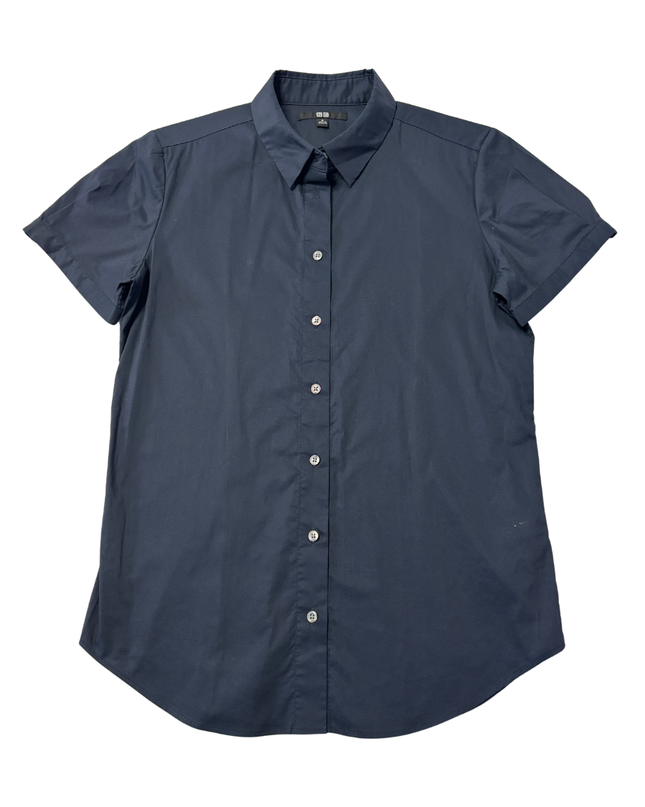 Uniqlo Navy Blue Short Sleeve Button-Down Shirt