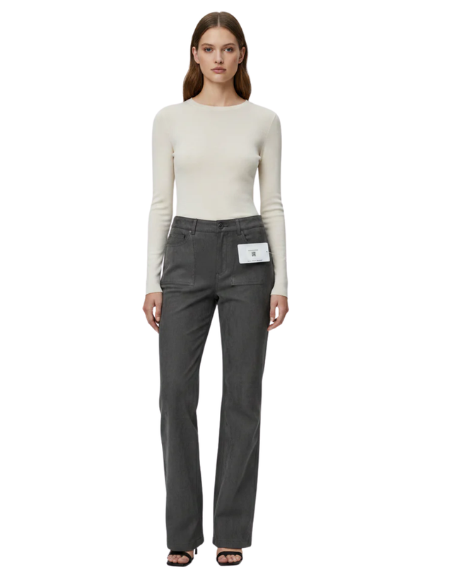 Abercrombie & Fitch Dark Grey Faux Suede Crinkle Skinny Pants
