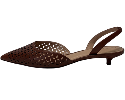 Cole Haan Tan Perforated Leather Slingback Kitten Heel Pump W/Box
