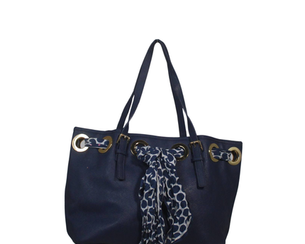 Michael Kors Navy Blue Tote Bag with Scarf Detail