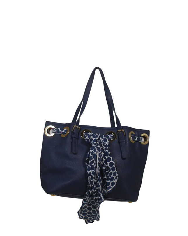 Michael Kors Navy Blue Tote Bag with Scarf Detail
