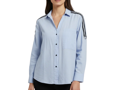 Zara Basic Light Blue Striped Shoulder Cotton Shirt