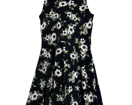 H&M Divided Black Floral Sleeveless Skater Dress