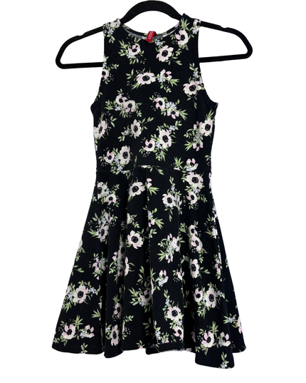 H&M Divided Black Floral Sleeveless Skater Dress
