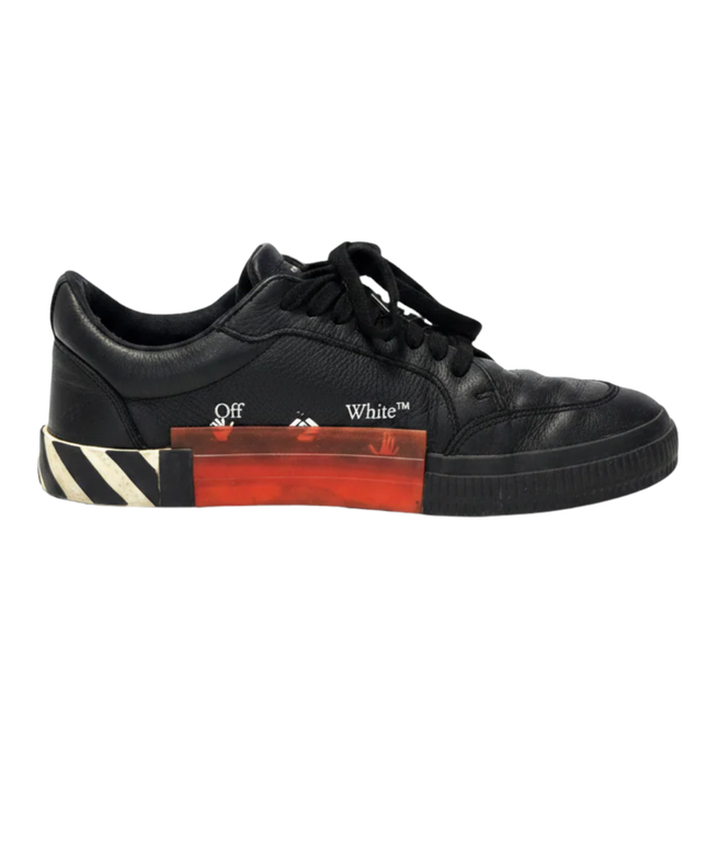 Off-White Black Low Vulcanized Leather Sneakers W/Box