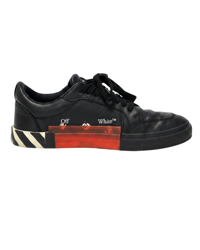 Off-White Black Low Vulcanized Leather Sneakers W/Box