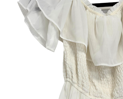Hollister White Ruffle Smocked Off-The-Shoulder Mini Dress