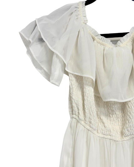 Hollister White Ruffle Smocked Off-The-Shoulder Mini Dress