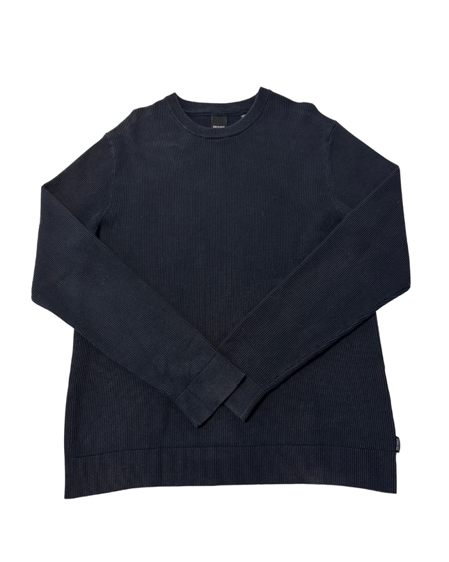 ONLY & SONS Navy Blue Ribbed Crewneck Knit Sweater