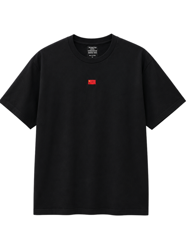 Anti Social Social Club Black Graphic Tee with Flag Detail
