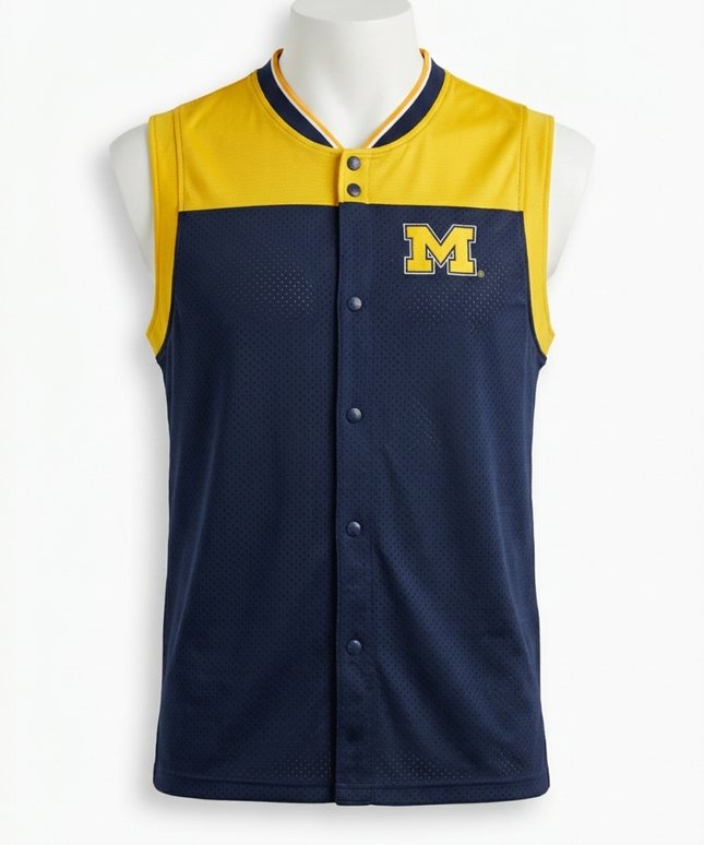 Starter Navy Blue Michigan Wolverines Sleeveless Mesh Jersey