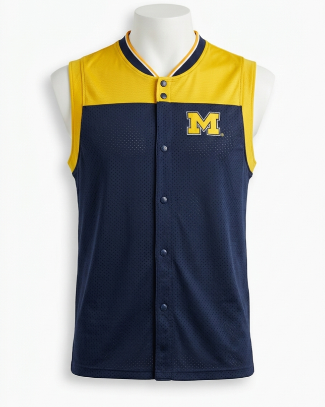 Starter Navy Blue Michigan Wolverines Sleeveless Mesh Jersey