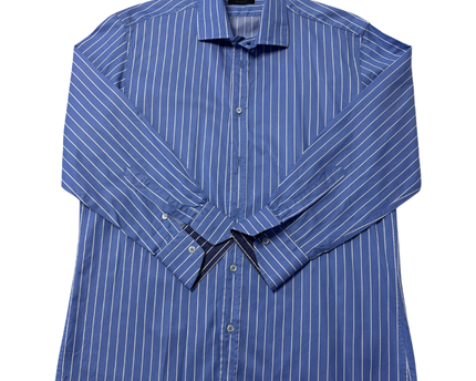 Zara Blue Striped Long Sleeve Button-Down Shirt