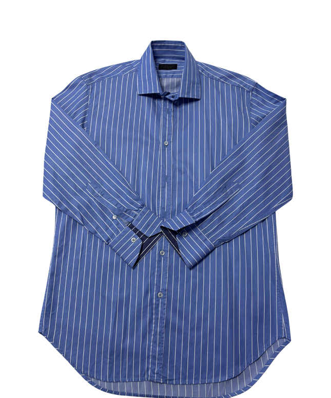 Zara Blue Striped Long Sleeve Button-Down Shirt