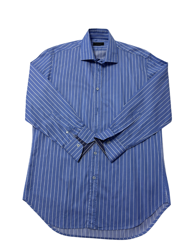 Zara Blue Striped Long Sleeve Button-Down Shirt