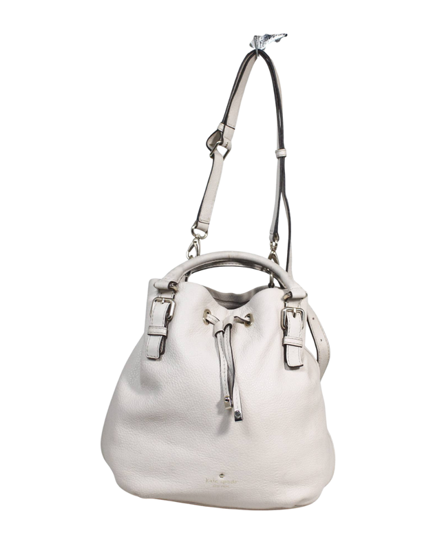 Kate Spade Off-white Pebbled Leather Drawstring Bucket Bag