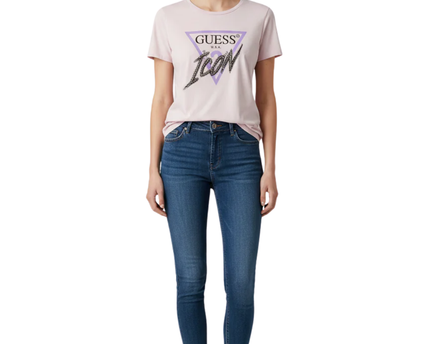 GUESS Pink Icon Embellished Graphic Tee