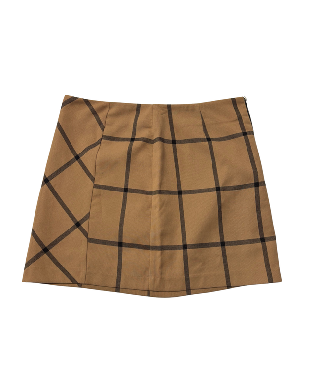 Next Tan/Black Checkered Tailored Mini Skirt