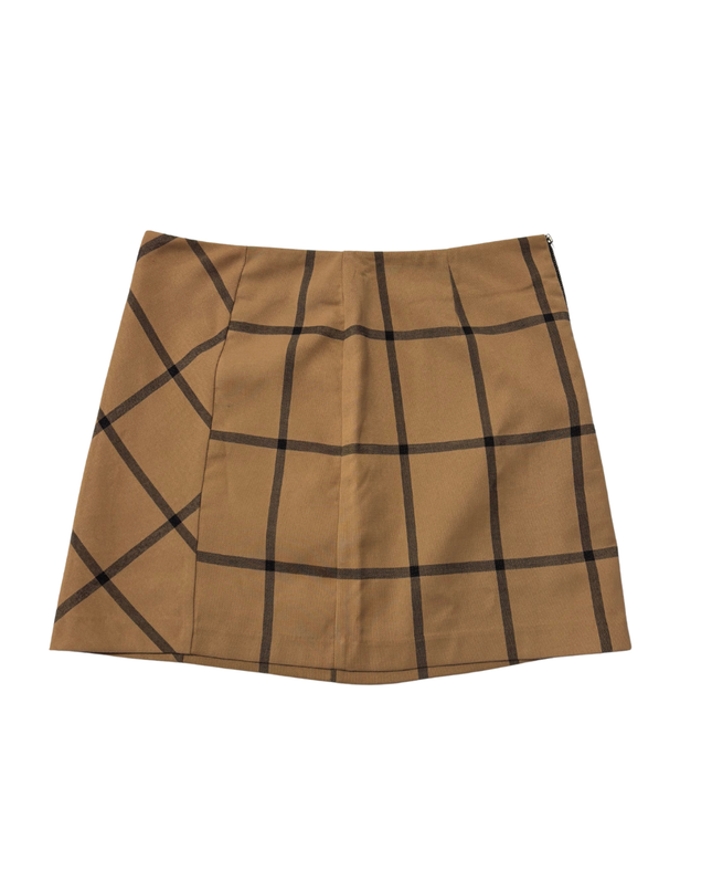 Next Tan/Black Checkered Tailored Mini Skirt