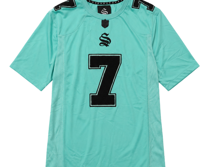 Sinners Attire Aqua Embroidered Number 7 Streetwear Jersey