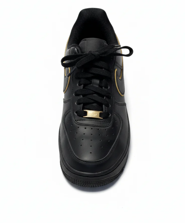 Nike Black and Gold Air Force 1 Low Sneakers