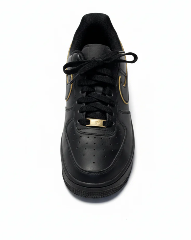 Nike Black and Gold Air Force 1 Low Sneakers