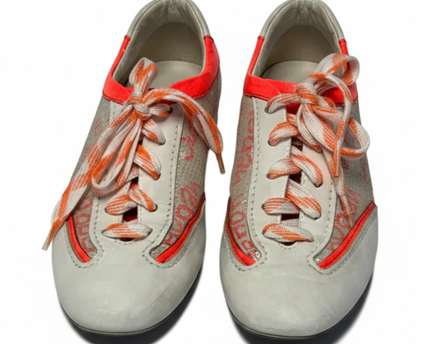 Hogan White/Neon Orange Sequin Low-Top Sneakers