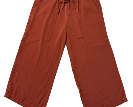 2XTREMZ Rust Wide-Leg Cropped Paper Bag Waist Pants