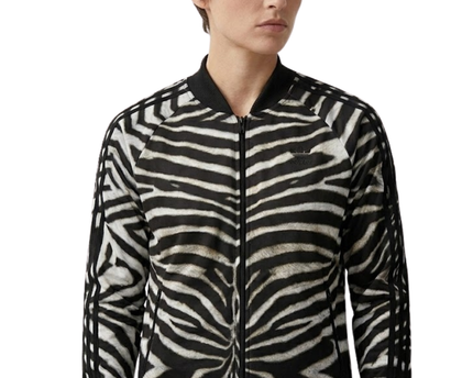 Adidas Black and White Zebra Print Track Jacket