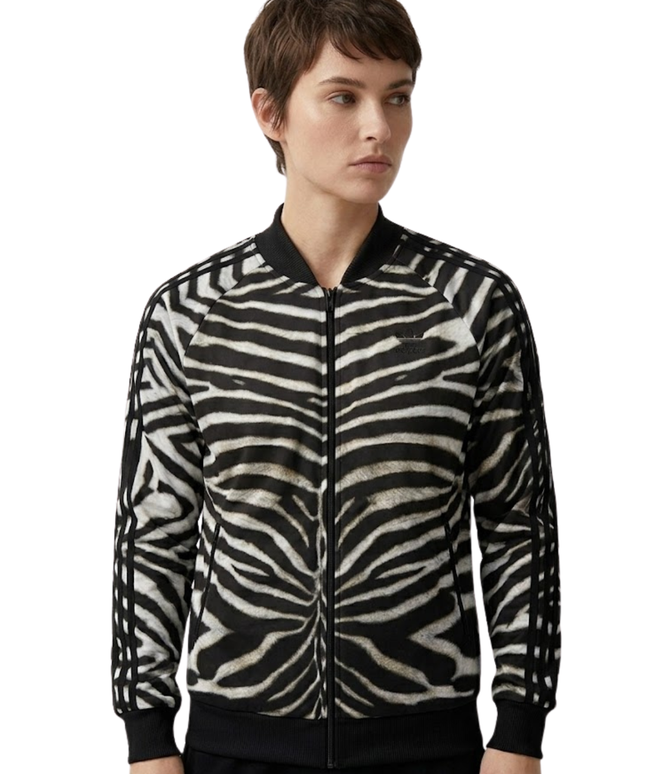 Adidas Black and White Zebra Print Track Jacket