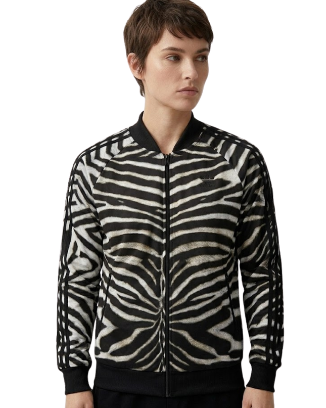 Adidas Black and White Zebra Print Track Jacket