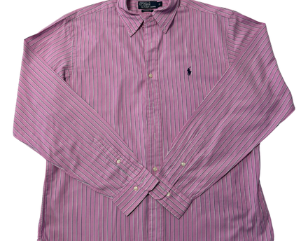 Polo Ralph Lauren Men's Pink Striped Classic Fit Button Down Shirt