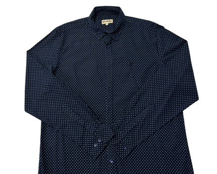OFFROAD Navy Blue Polka Dot Long Sleeve Button-Down Shirt