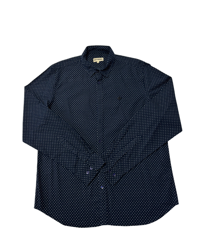 OFFROAD Navy Blue Polka Dot Long Sleeve Button-Down Shirt
