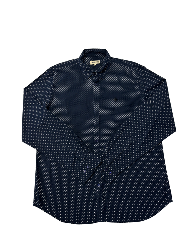 OFFROAD Navy Blue Polka Dot Long Sleeve Button-Down Shirt