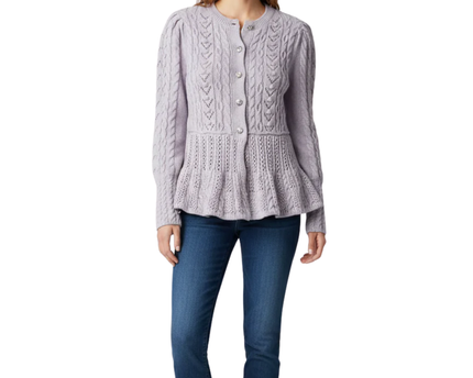 River Island Purple Cable Knit Jewel Button Peplum Cardigan W/Tags