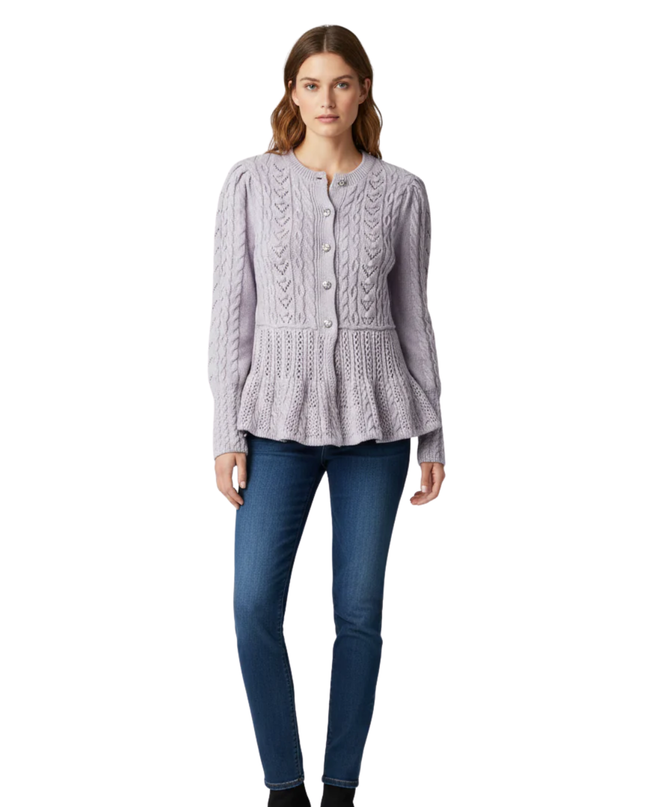 River Island Purple Cable Knit Jewel Button Peplum Cardigan W/Tags
